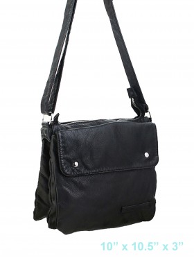 SOLID FAUX LEATHER SATCHEL